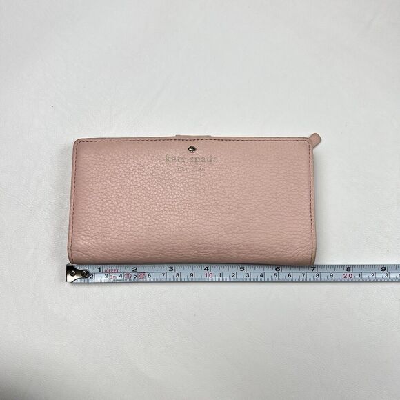 KATE SPADE Bifold Wallet Cobble Hill Blush Pink Pebbled Leather Clutch Preppy - Picture 2 of 9